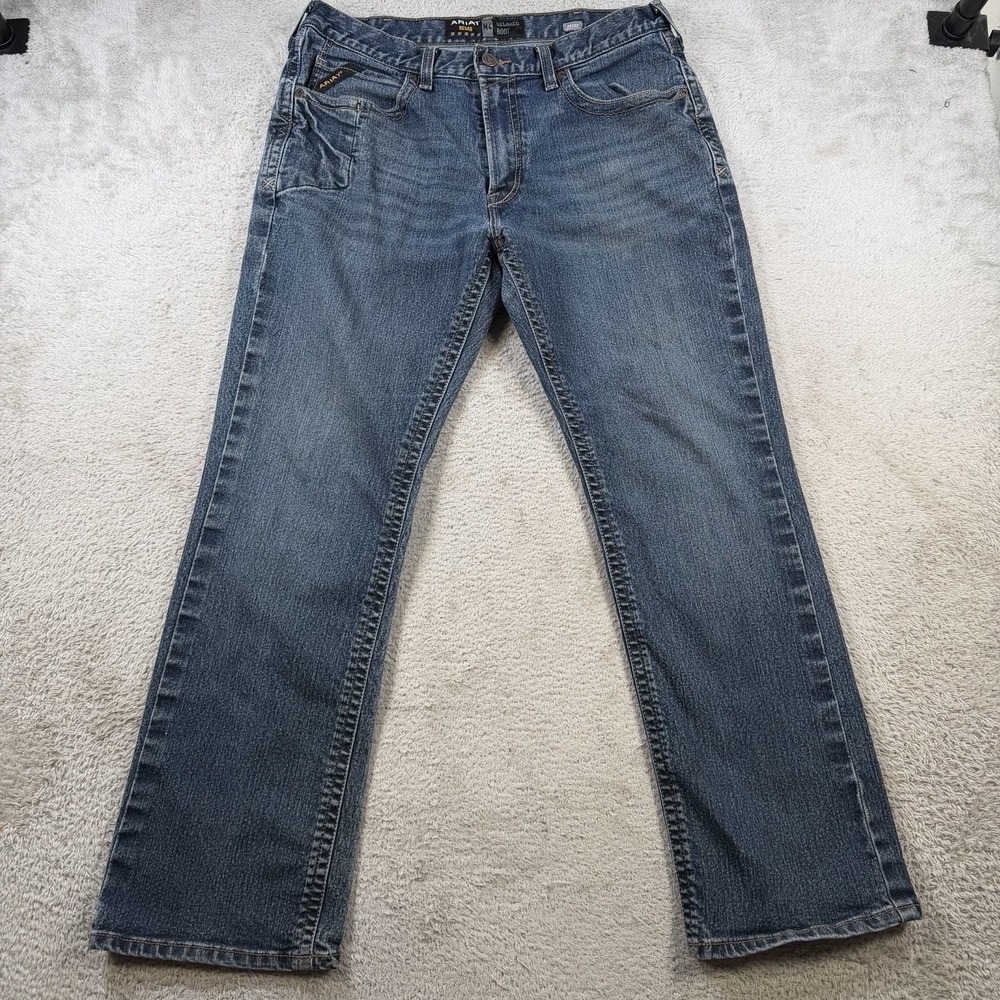 Ariat M4 Jeans Men 34x32 Blue Denim Relaxed Boot Cut Cowboy Rebar Workwear Rodeo
